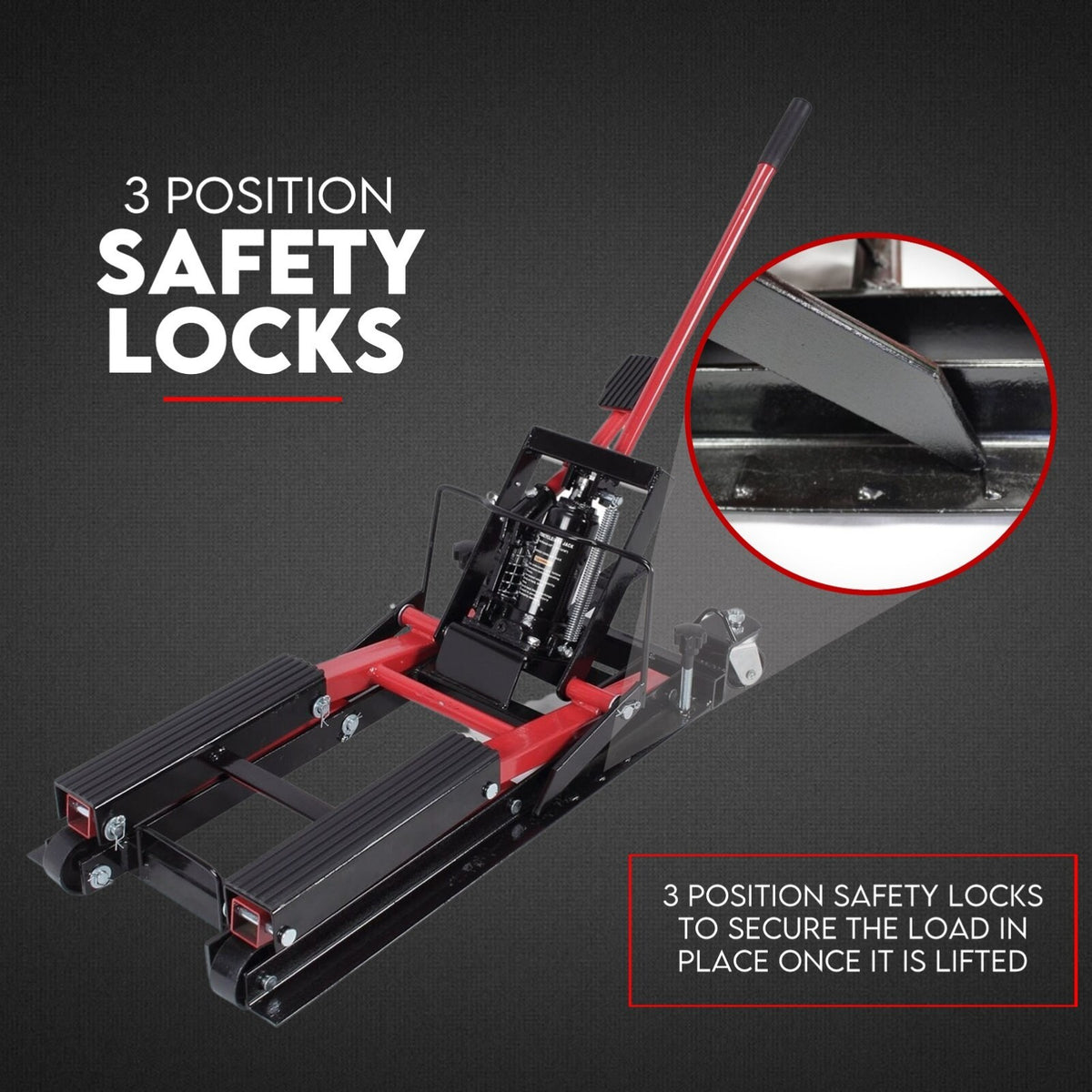 Low Profile Motorcycle ATV 680kg Motorbike Hydraulic Jack Stand Tie Down