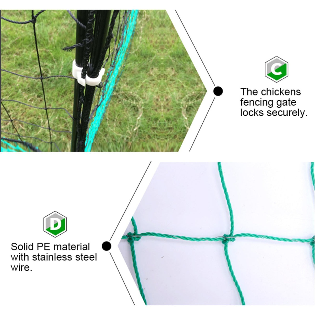 Electric Chicken Netting 60m x 115cm Green Double Prong Poultry Mesh Fence