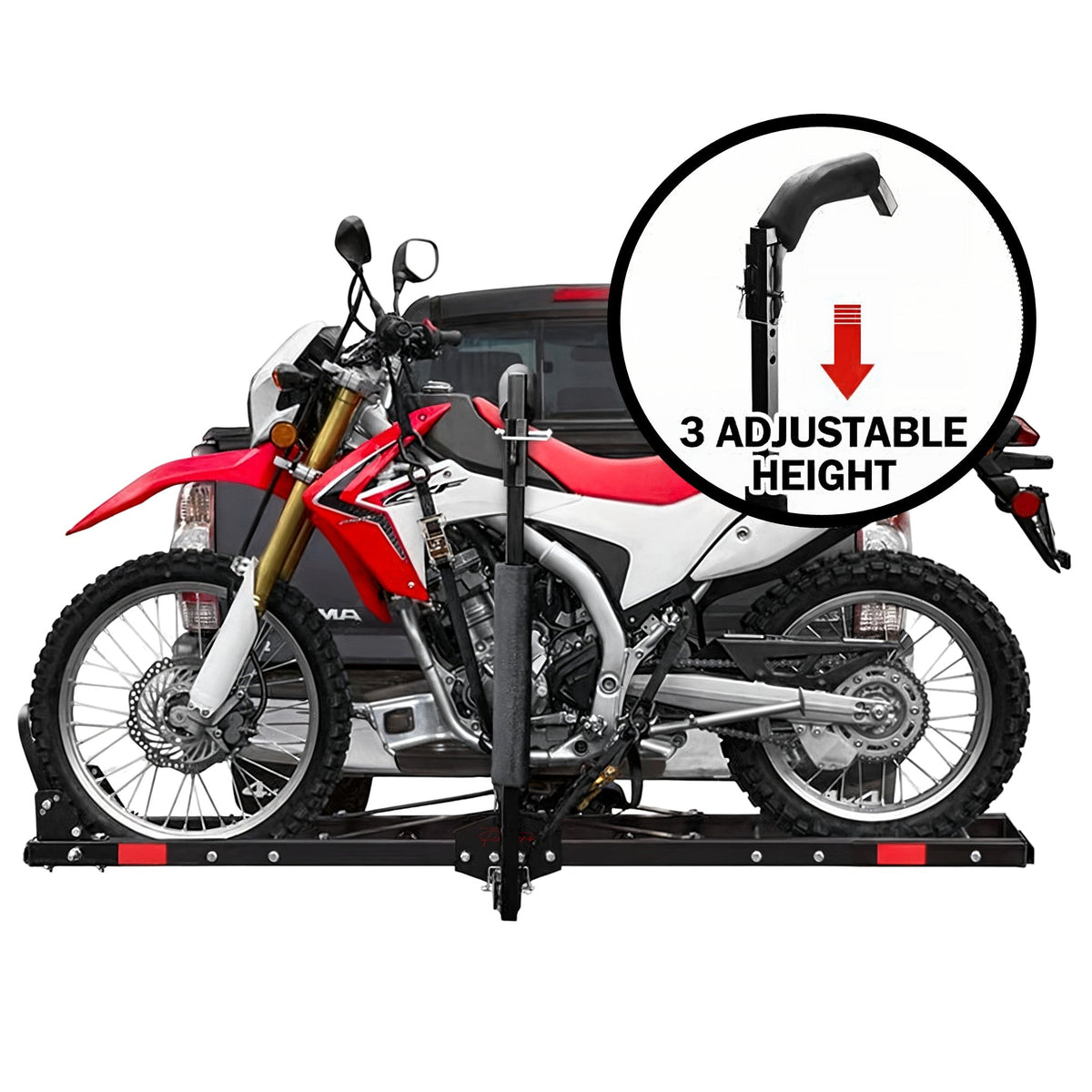 Motorcycle Motorbike Carrier Rack 2" Towbar Arm Dirt Bike Ramp Brake Lights