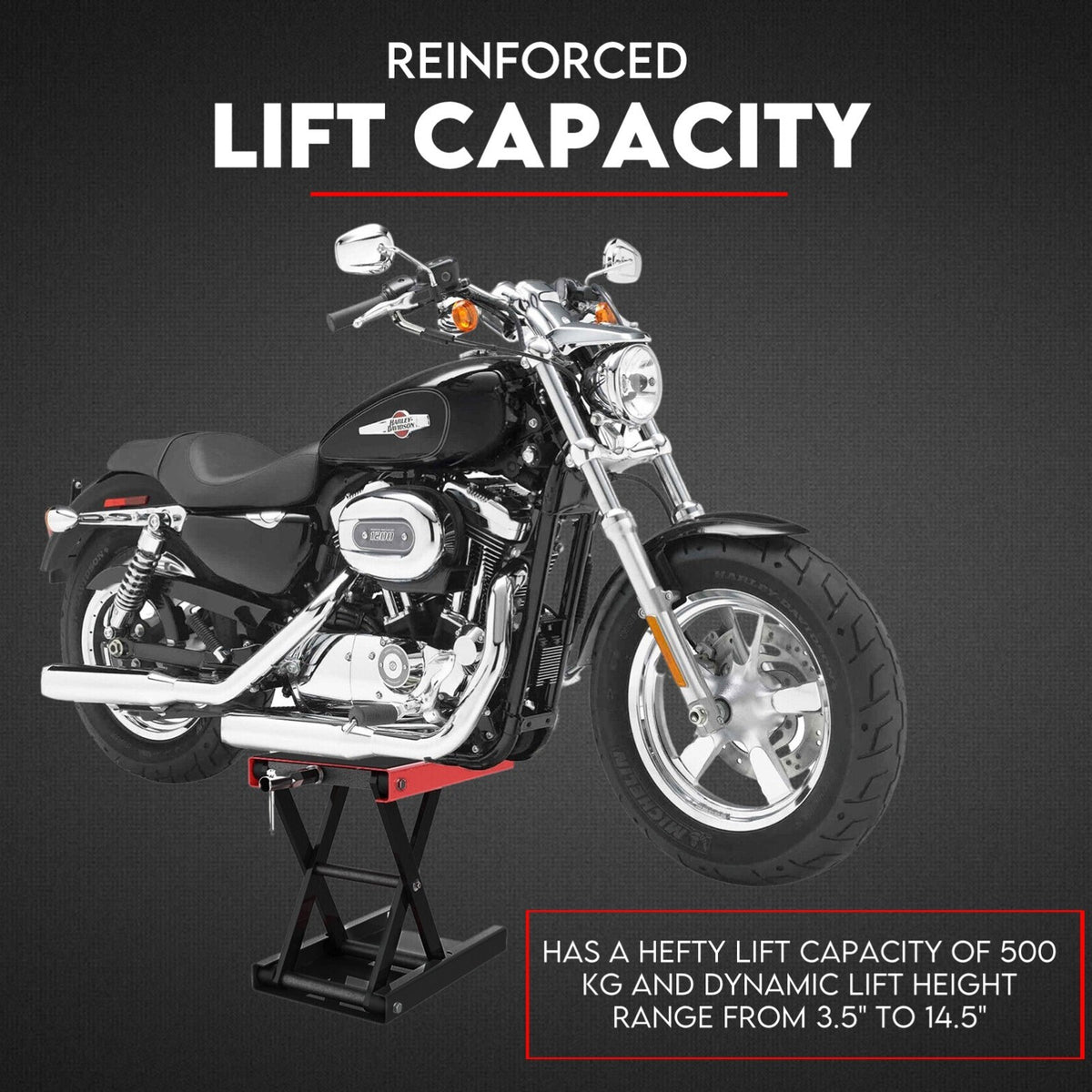 500kg Motorcycle Lift Scissor Jack Work Stand Motorbike Heavy Duty Bike