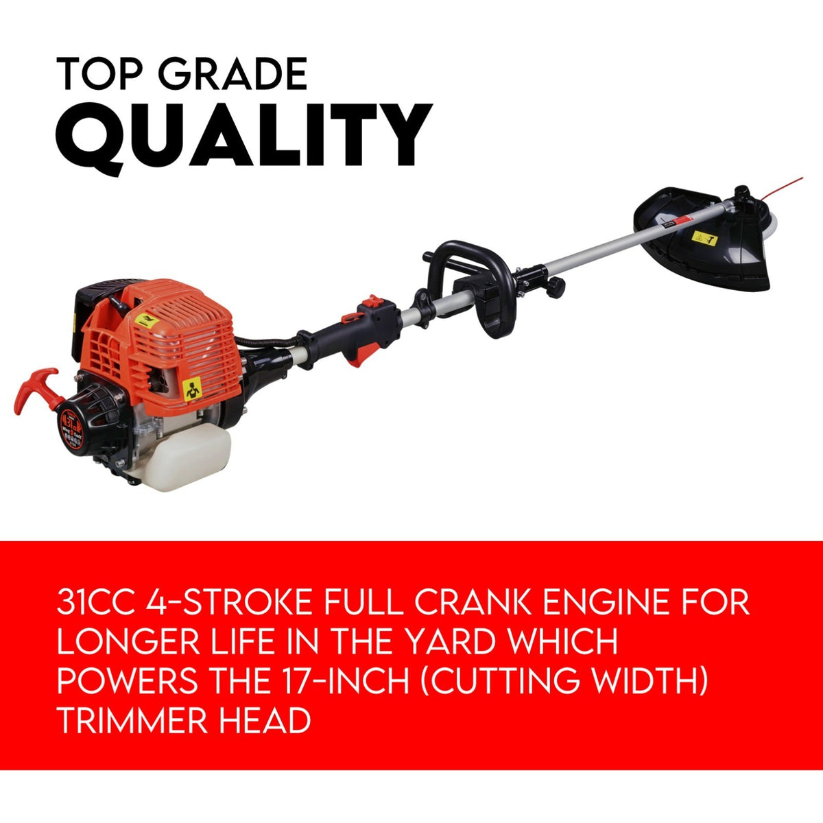 Whipper Snipper Straight Shaft Line Trimmer 31CC Pole Brush Cutter 4 STROKE