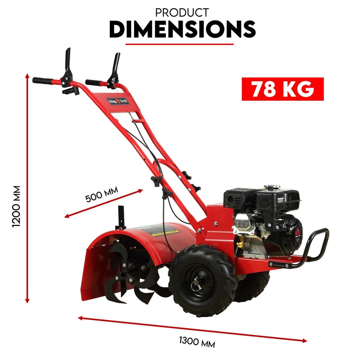 7HP Tiller Cultivator 4 Strokes Rotating Tines Power Handheld Rotary Hoe 4 Blades