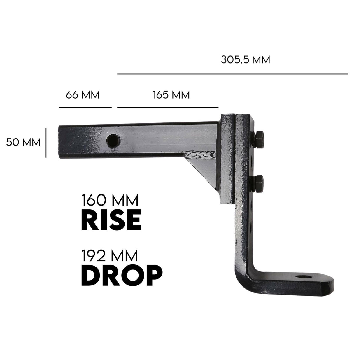 Adjustable Tow Bar Hitch Black Towbar Ball