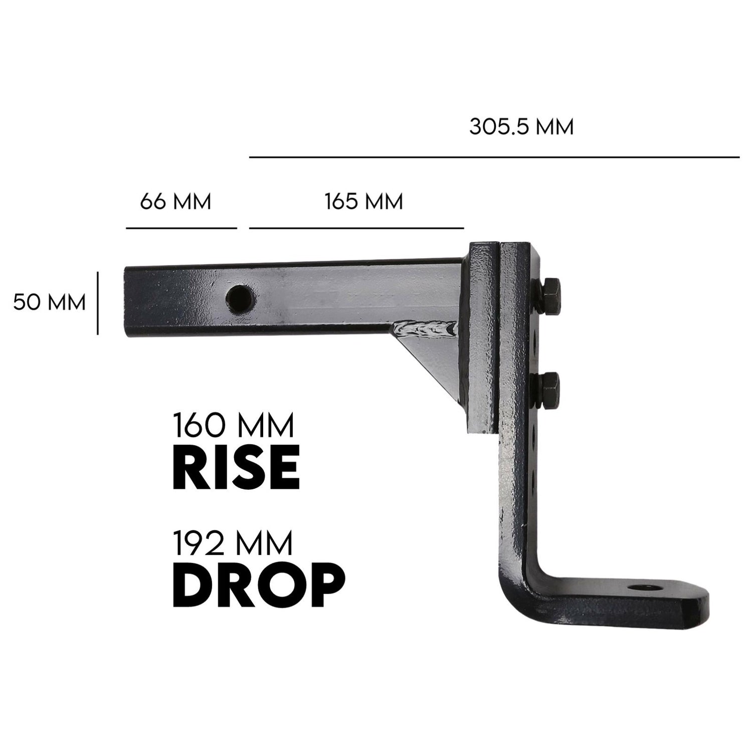 Adjustable Tow Bar Hitch Black Towbar Ball