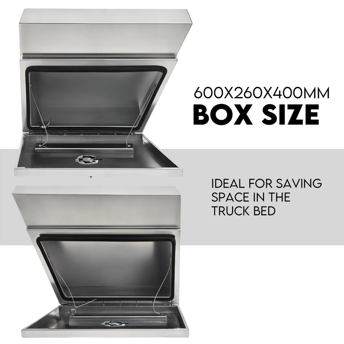 600mm Pair of Under Tray Undertray Tool Box Aluminium Alloy Underbody Toolbox