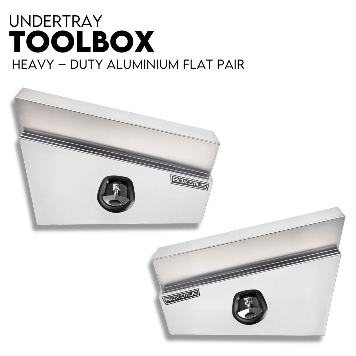 750mm Pair of Undertray Toolbox Aluminium Under Tray Underbody Tool Box Flat UTE