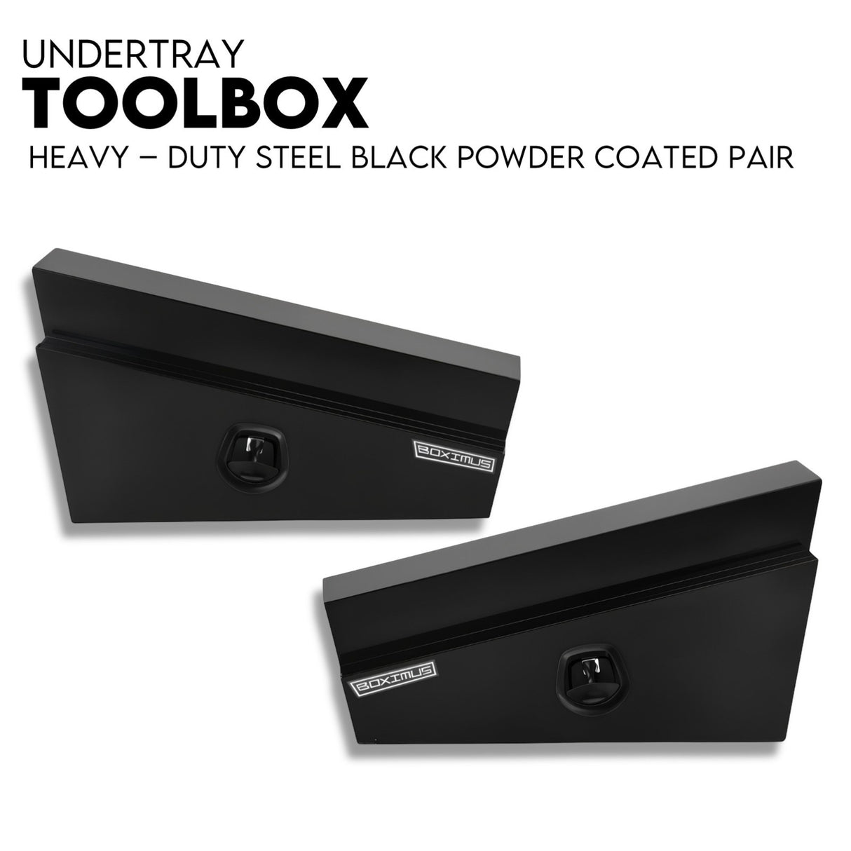 Under Tray Tool Box Underbody Pair Set 900mm Black Steel