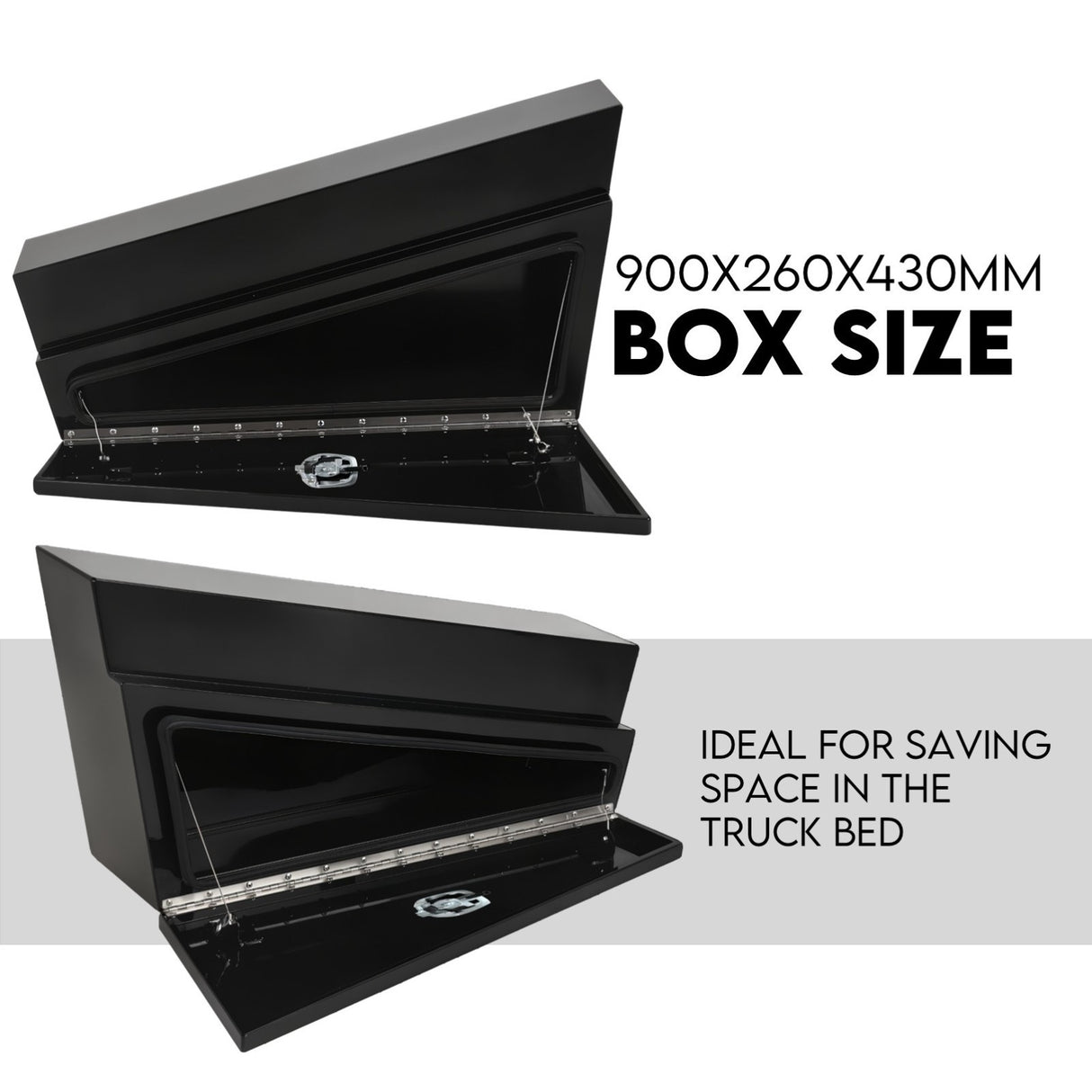 Under Tray Tool Box Underbody Pair Set 900mm Black Steel