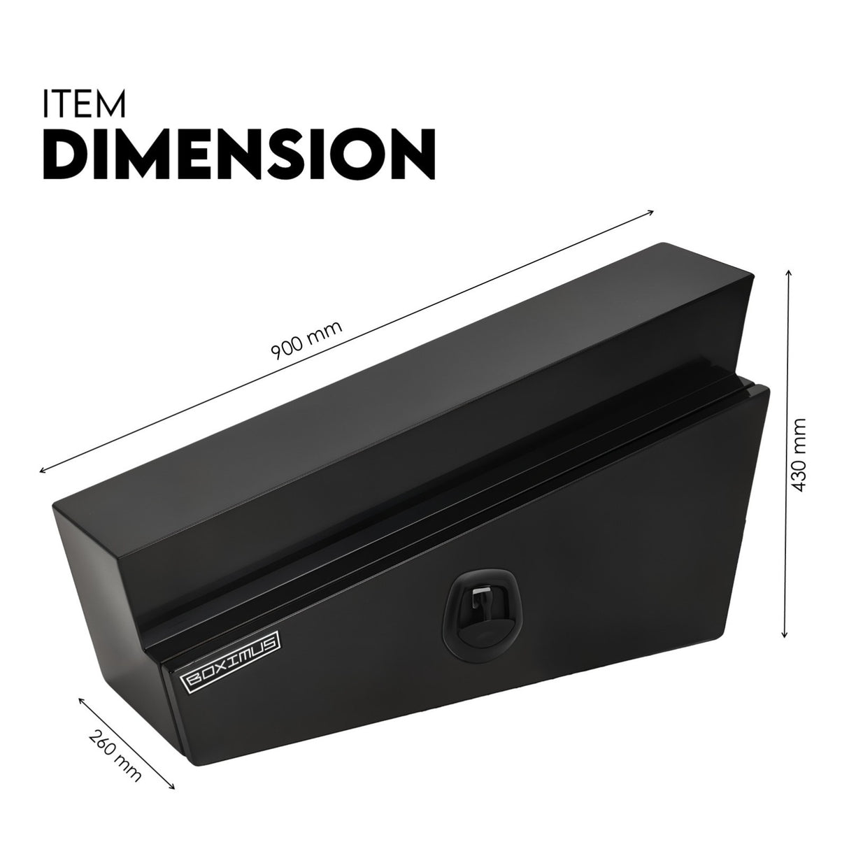 Under Tray Tool Box Underbody Pair Set 900mm Black Steel