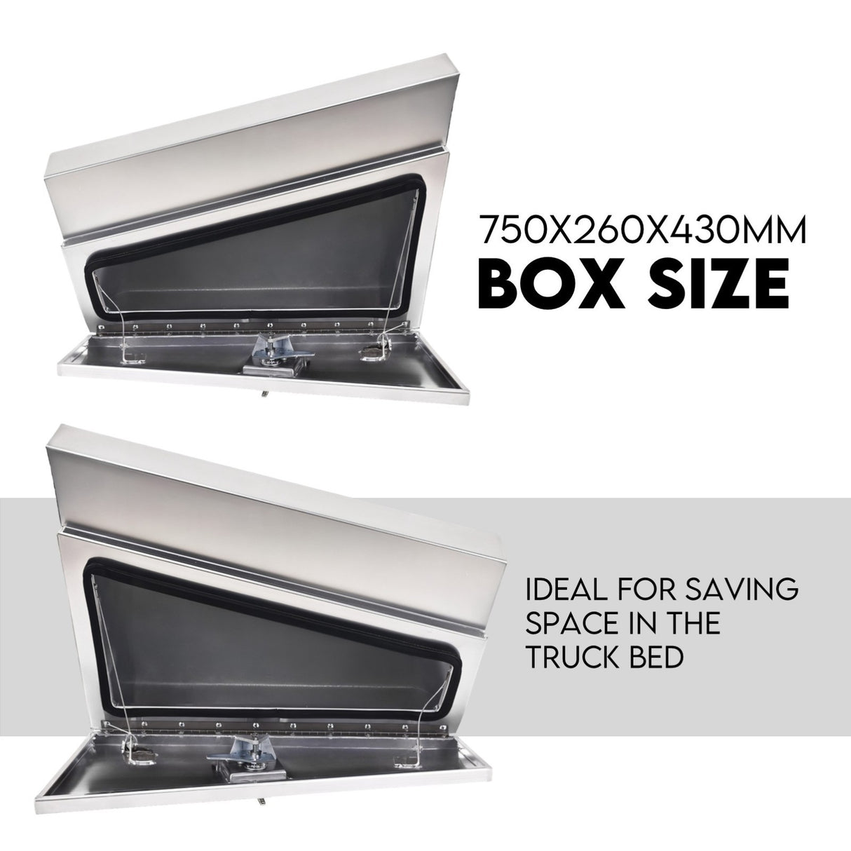 Under Tray Tool Box Underbody Pair Set 750mm Aluminium