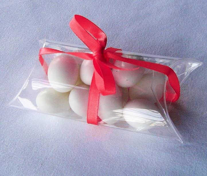 100 Clear PVC Pillow Gift Boxes - Perfect for Weddings, Jewelry, and Party Favors, 8cm x 5cm x 3cm