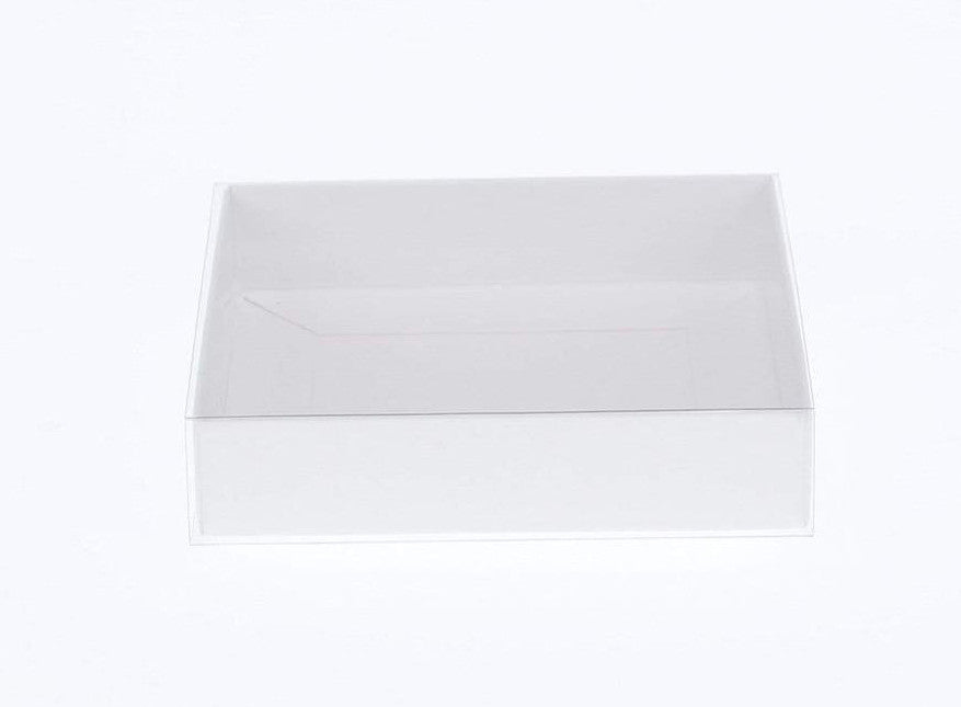 50 Pack of Square Wedding Invitation Favor Boxes with Clear PVC Lid - 8cm x 8cm x 2cm - Ideal for Cookies, Coasters, and Gifts
