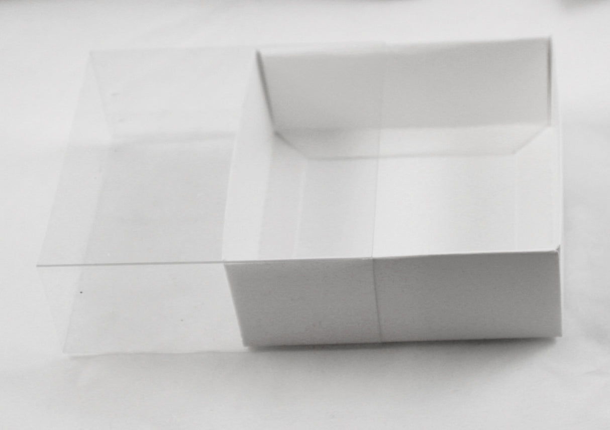 50 Pack of Square Wedding Invitation Favor Boxes with Clear PVC Lid - 8cm x 8cm x 2cm - Ideal for Cookies, Coasters, and Gifts