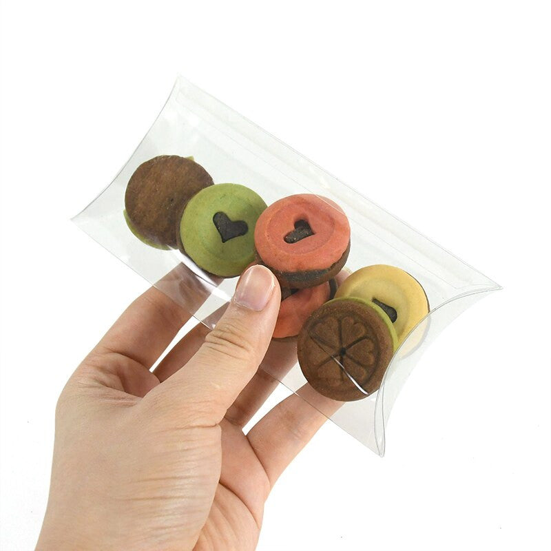 50 Count Clear PVC Pillow Gift Boxes - Perfect for Weddings, Jewelry, and Party Favors