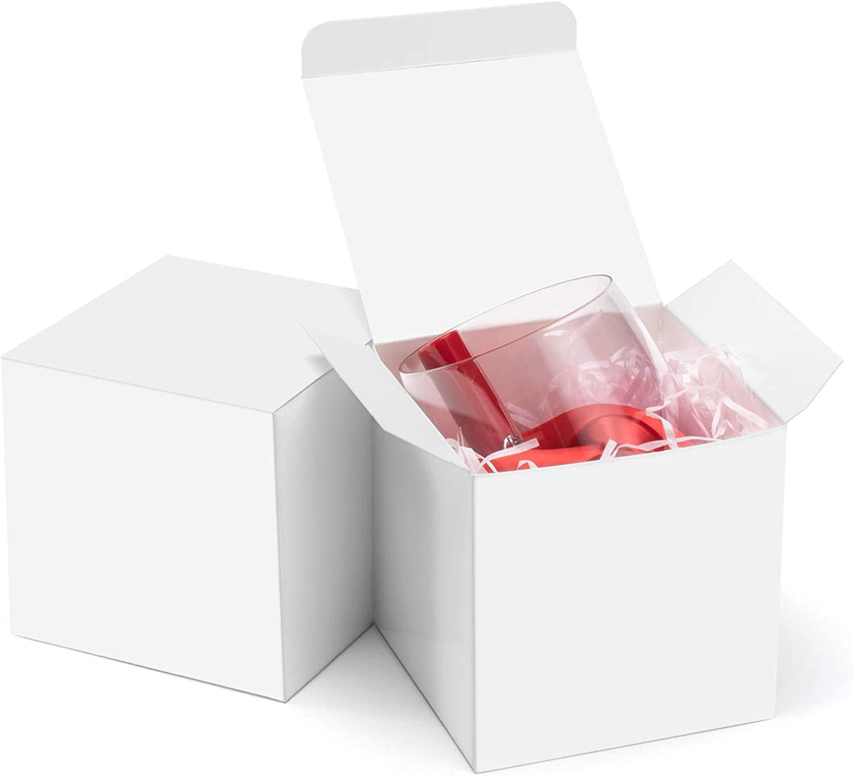 50 Count White 5x5x8cm Cube Gift Boxes - Foldable Packaging for Wedding Favors, Jewelry, Candy, Chocolate, and Soap