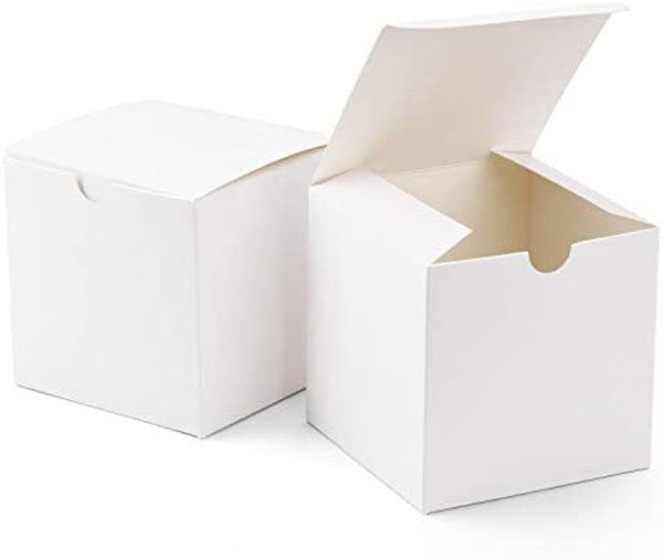 50 Pack of White 8x8x8cm Square Gift Boxes - Versatile Folding Packaging for Weddings, Jewelry, Party Favors, and Treats