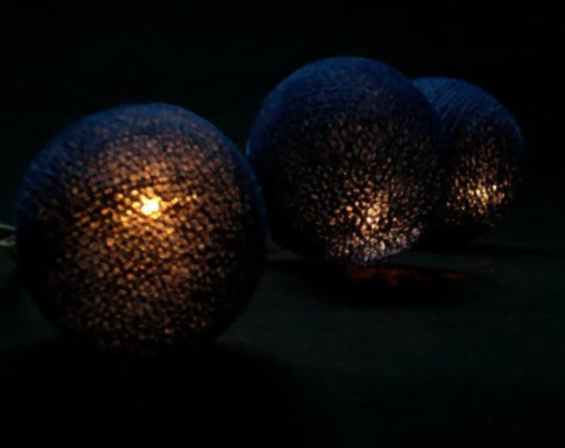 20 Black Cotton Ball LED Fairy Lights - 5cm Battery-Powered String Lights for Home, Wedding, Party, and Outdoor Decoration