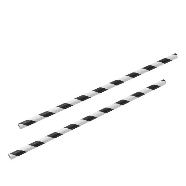 50 Count Eco-Friendly Black and White Paper Drinking Straws for Parties and Events - Biodegradable and Stylish