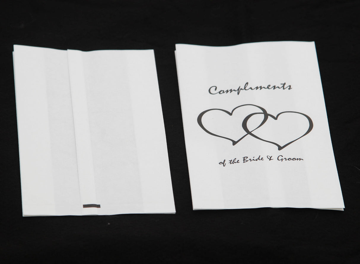 100 Pack Wedding Cake Bags Greaseproof Wax Paper Slice Take Home Favour Heart n Message