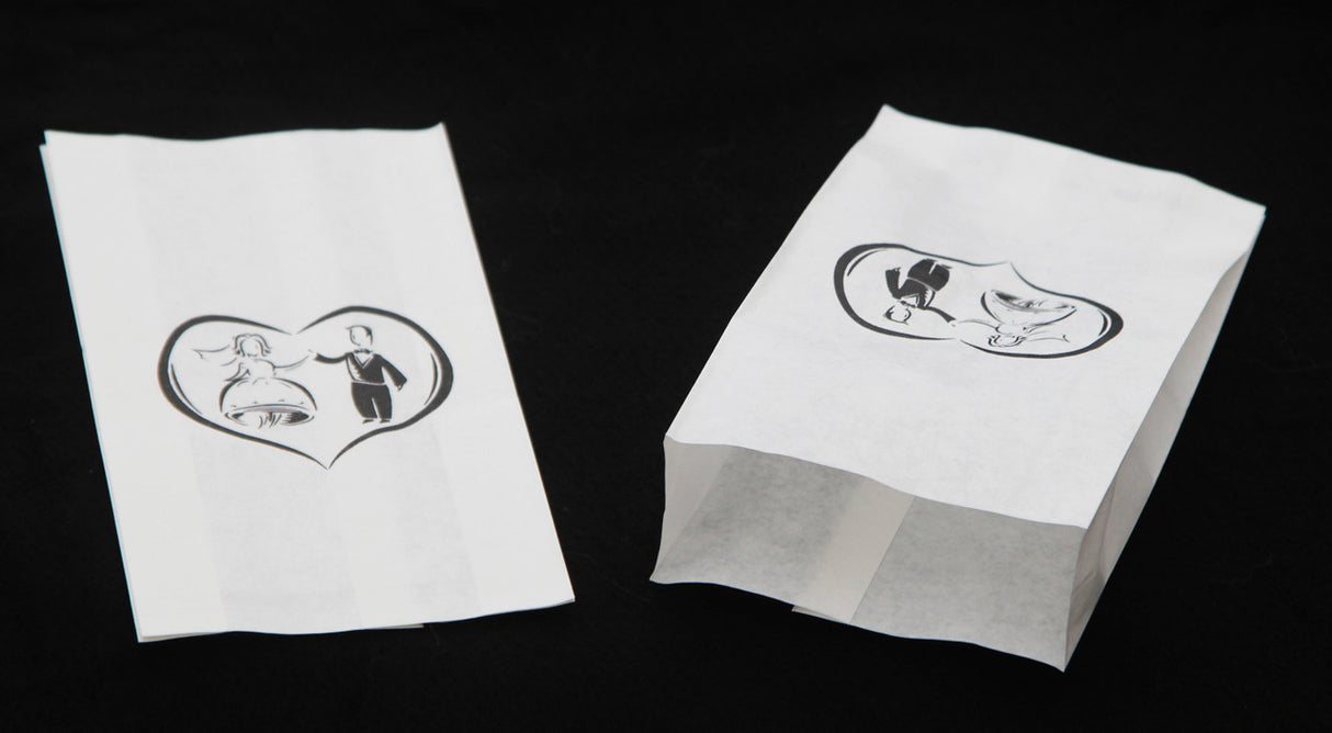 100 Pack Wedding Cake Bags Greaseproof Wax Paper Slice Take Home Favour Bride Groom in Heart