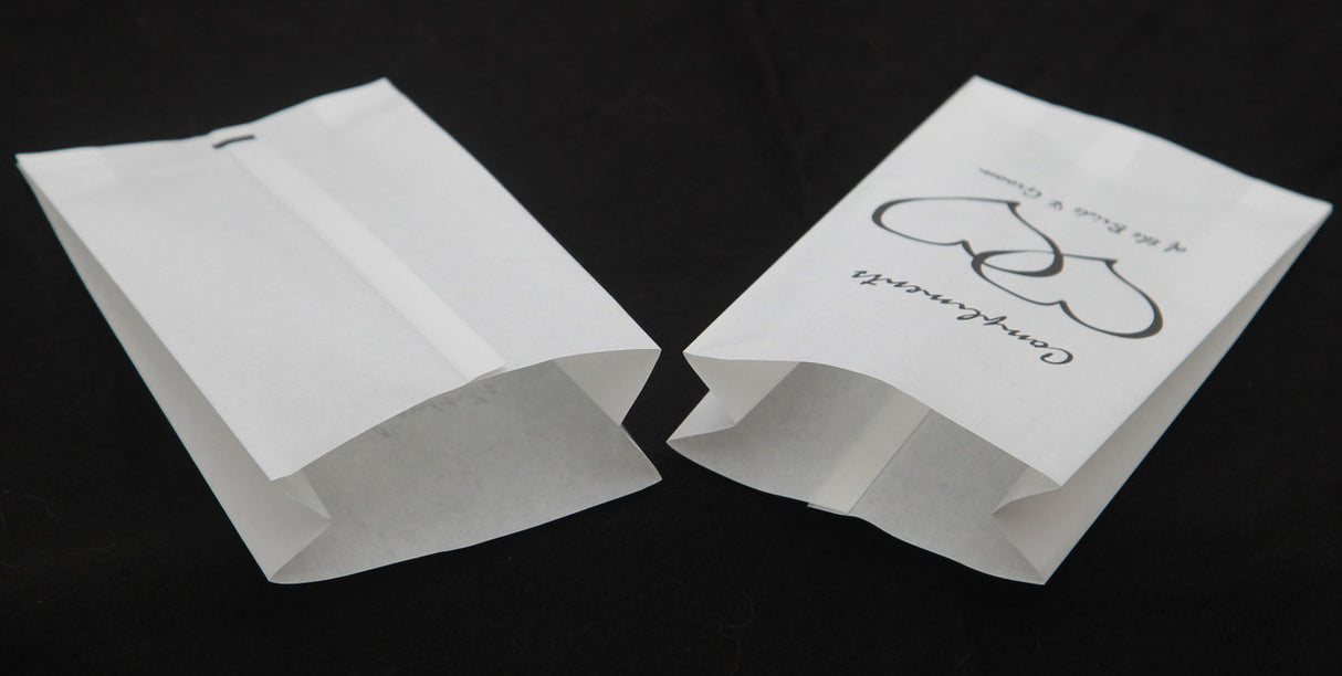 150 Pack Wedding Cake Bags Greaseproof Wax Paper Slice Take Home Favour Heart n Message