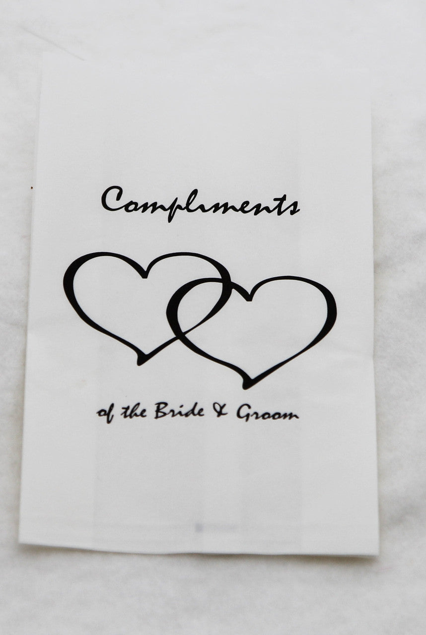 50 Pack Wedding Cake Bags Greaseproof Wax Paper Slice Take Home Favour Heart n Message