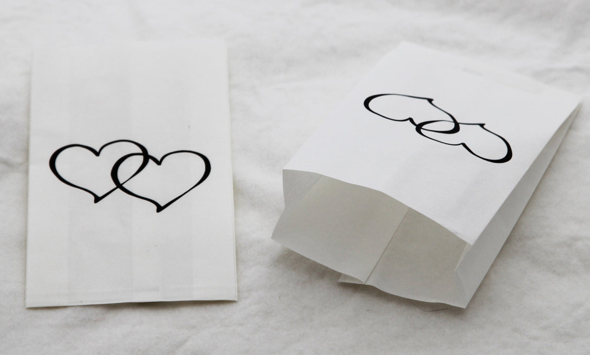 50 Pack Wedding Cake Bags Greaseproof Wax Paper Slice Take Home Favour Large Heart