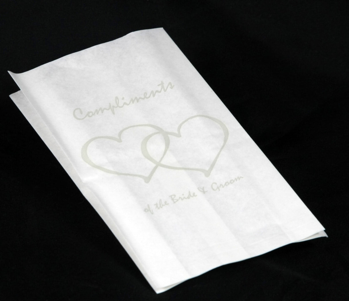 50 Pack Wedding Cake Bags Greaseproof Wax Paper Slice Take Home Favour Silver Heart n Message