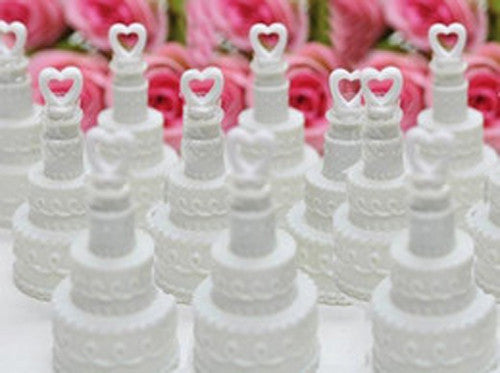 50 Pack Wedding Cake Blow Bubble Bottles White Plastic 6cm High Bomboniere Favour Guest Gift