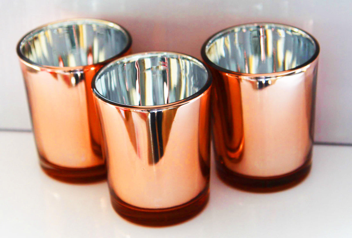 40 Pack Copper Votive Tealight Candle Holders Valentines Day Mercury Wedding Decor Glass Candlestick Party Decorations Bridal Baby Shower Event