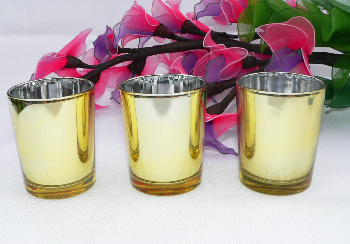 10 Pack Gold Votive Tealight Candle Holders Valentines Day Mercury Wedding Decor Glass Candlestick Party Decorations Bridal Baby Shower Event