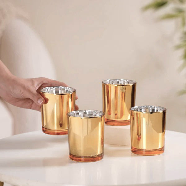20 Pack Gold Votive Tealight Candle Holders Valentines Day Mercury Wedding Decor Glass Candlestick Party Decorations Bridal Baby Shower Event
