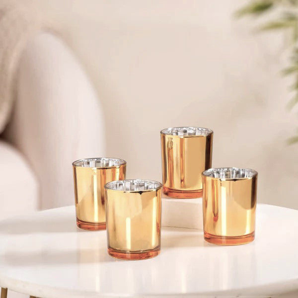40 Pack Gold Votive Tealight Candle Holders Valentines Day Mercury Wedding Decor Glass Candlestick Party Decorations Bridal Baby Shower Event