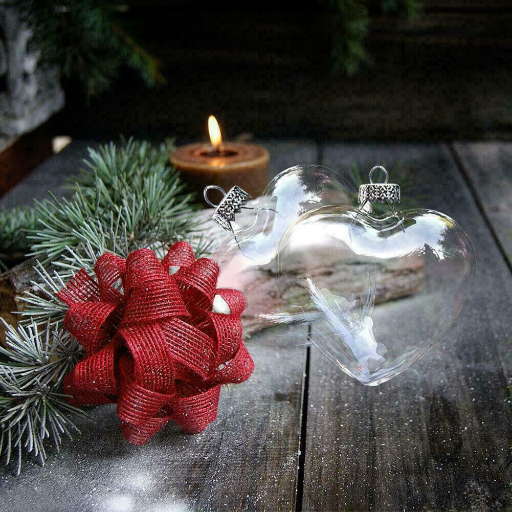 50 Wholesale Pack Iridescent Glass Heart Ornaments Fillable Baubles for Christmas Party Wedding DIY Craft Decorations