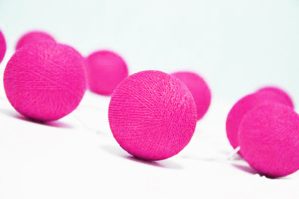 20 Ball HOT Pink 3m String Light Battery Box 5cm Cotton Ball Christmas Birthday Bbay Girl Special Occasion Decoration