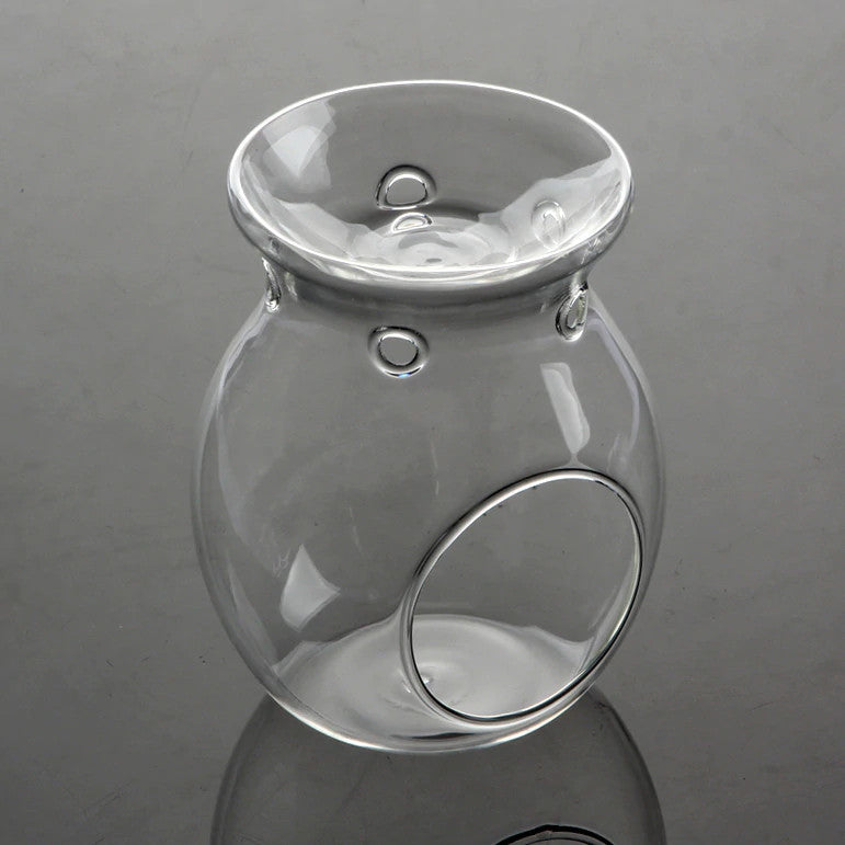 Aromatherapy Tealight Candle Burner - Clear Glass Essential Oil Lamp for Relaxation, 14cm High