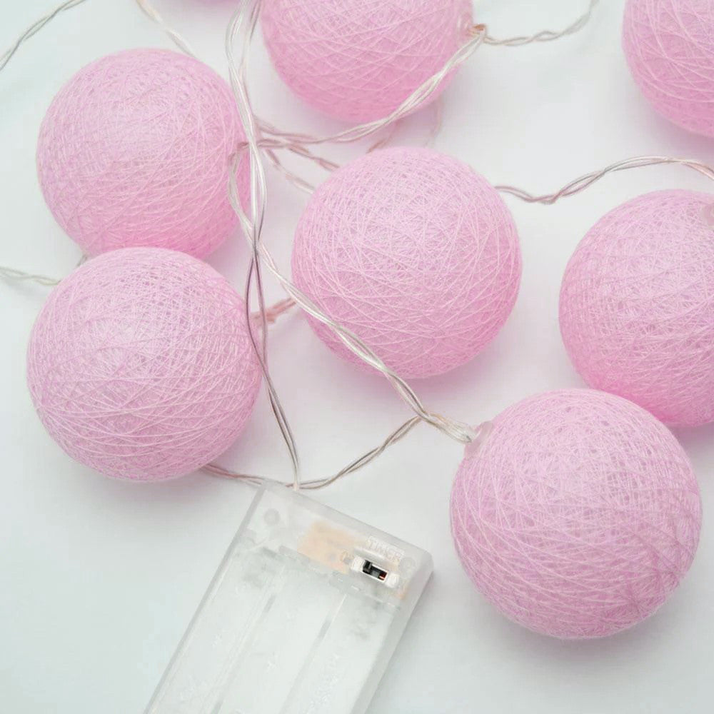 20 Ball Pastel Pink 3m String Light Battery Box 5cm Cotton Ball Christmas Birthday Bbay Girl Special Occasion Decoration