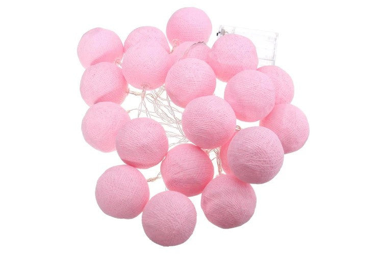 50 Ball Pastel Pink LONG 5m String Light Battery Box 5cm Cotton Ball Christmas Birthday Bbay Girl Special Occasion Decoration