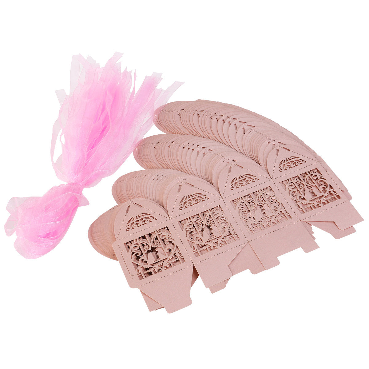 Pink Dove Heart Favor Gift Boxes for Baby Naming Ceremony - Set of 10