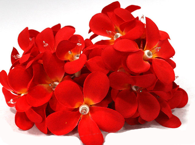 20 LED Deep Red Frangipani Flower Battery-Powered String Lights for Home, Wedding, and Party Decor - Versatile Outdoor Table Garland and Wreath
