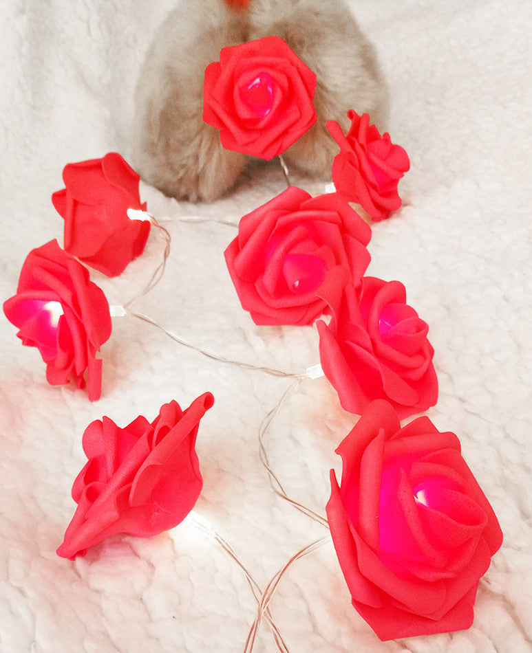 Battery-Powered Red Rose Fairy Lights - Wedding and Party Decoration