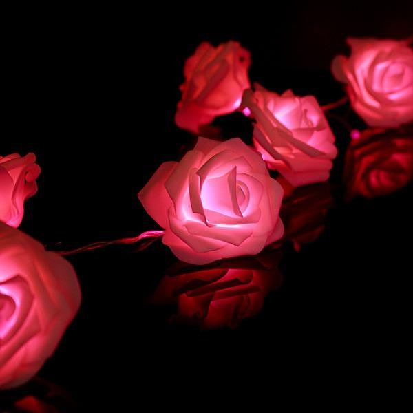 Battery-Powered Red Rose Fairy Lights - Wedding and Party Decoration
