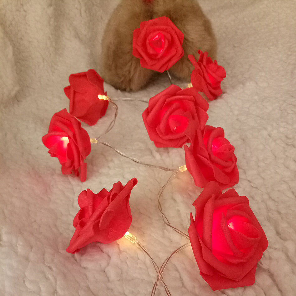 Battery-Powered Red Rose Fairy Lights - Wedding and Party Decoration