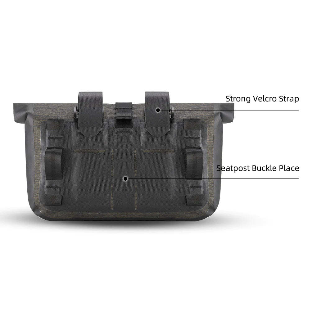 Bike Roll Bag Handlebar Panniers MTB Road Hyybrid Cruiser Commute Bike Scooter Large 5-6L Capacity Waterproof Adjustable Straps Rockbros