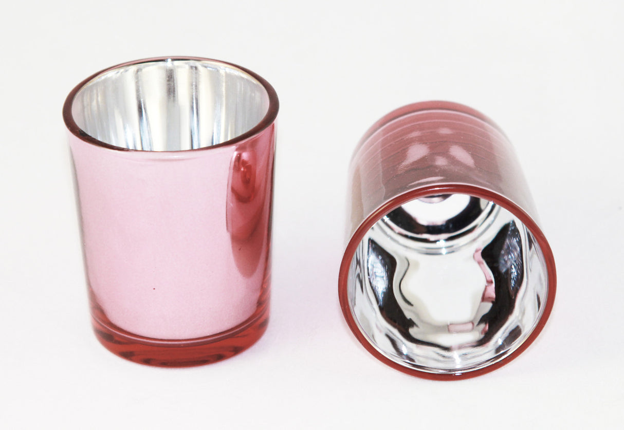 40 Pack Rose Gold Pink Votive Tealight Candle Holders Valentines Day Mercury Wedding Decor Glass Candlestick Party Decorations Bridal Baby Shower Event