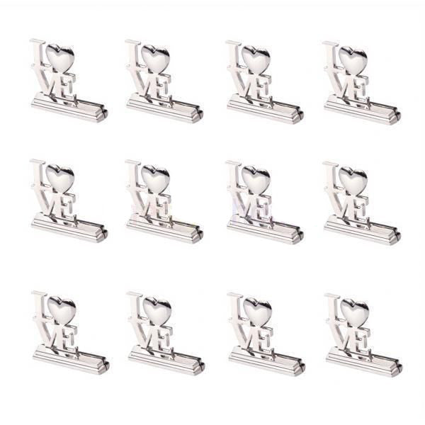 100 Pack of Silver LOVE Letter Wedding Name Card Holders - Perfect for Anniversary and Engagement Parties
