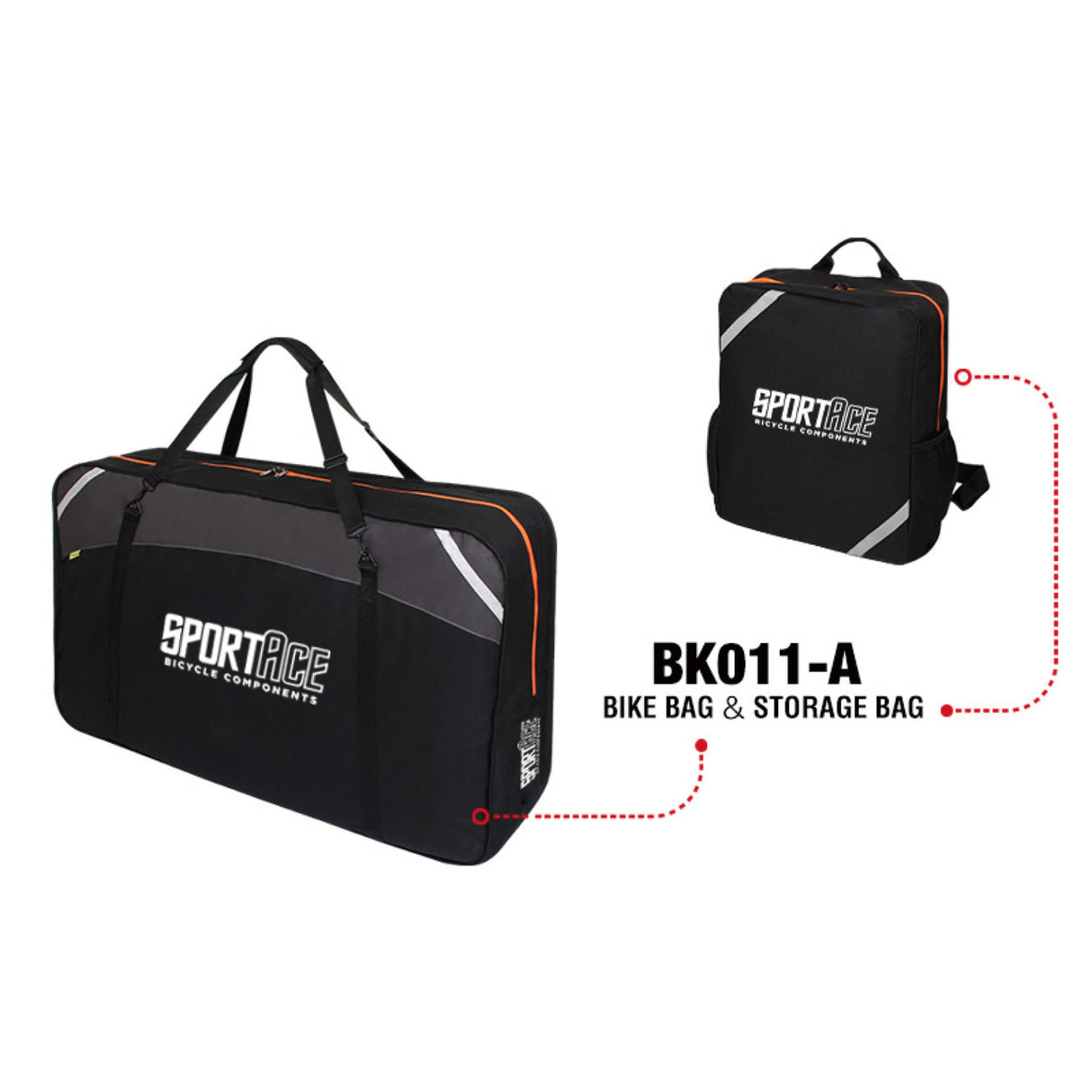 SPORTACE Portable Soft Shell Bike Travel Case - 120CM X 75CM - Universal Carrier for Mountain, Hybrid, BMX, and Road Bikes - Black