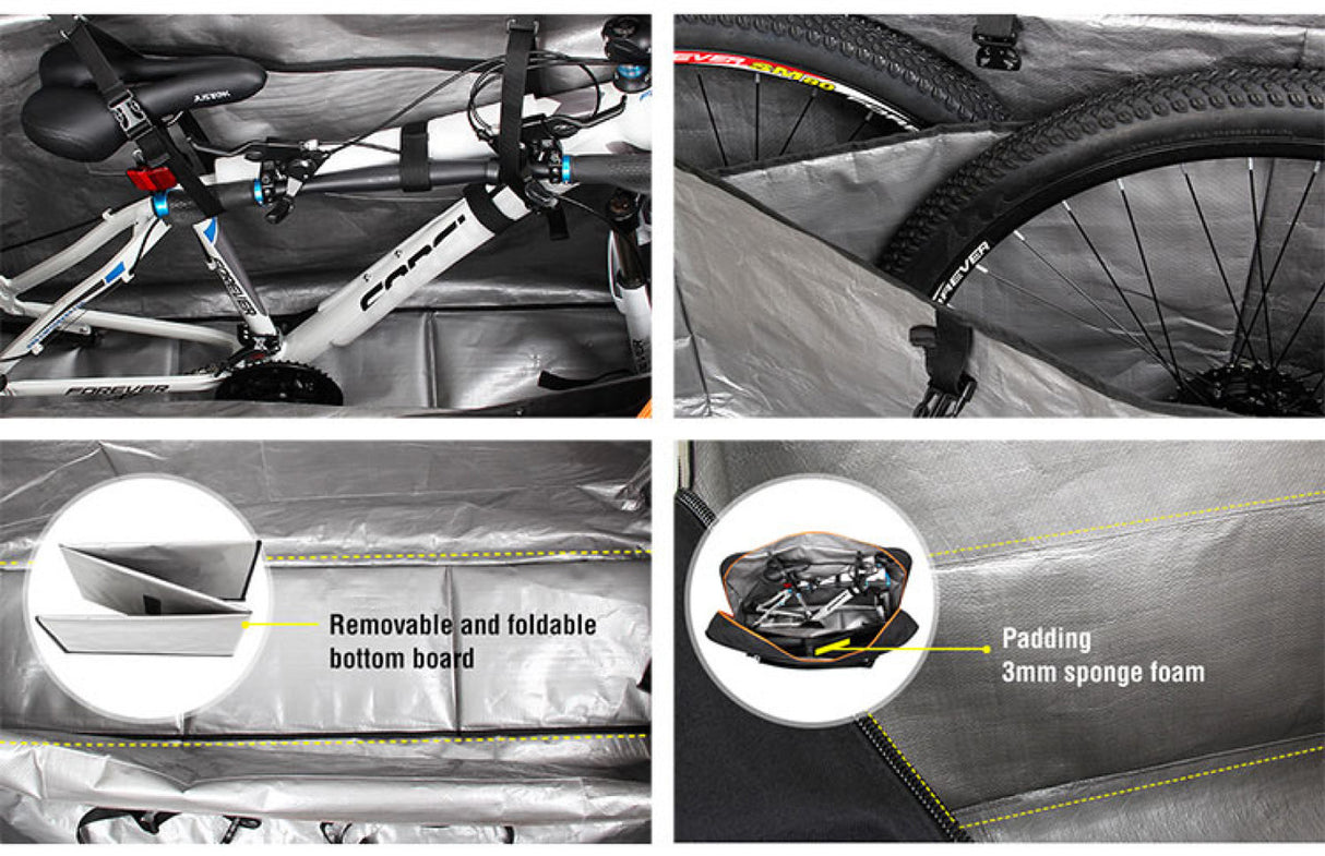 SPORTACE Portable Soft Shell Bike Travel Case - 120CM X 75CM - Universal Carrier for Mountain, Hybrid, BMX, and Road Bikes - Black