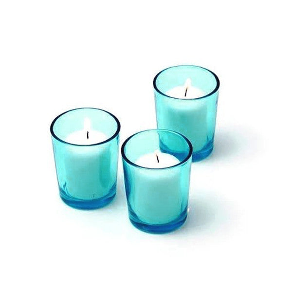 20 Pack Turquoise Glass Votive Tealight Candle Holders House Party Centerpiece Xmas Wedding Decor Glass Candlestick Party Decorations Bridal Baby Shower Event