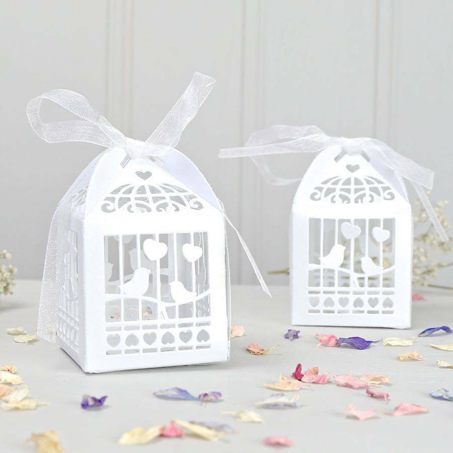 Charming White Dove-Themed Wedding Favor Boxes - Set of 10